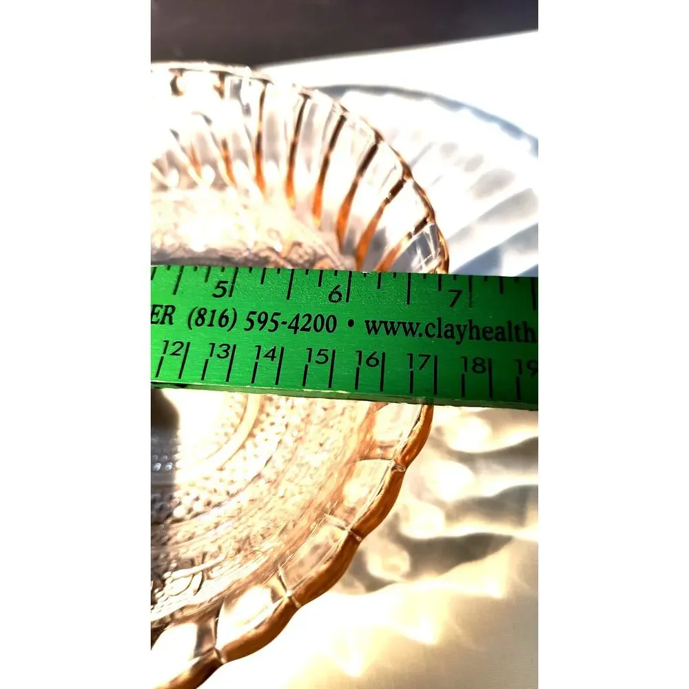 1042.  Vintage Pink Depression Glass Bowl Trellis Pattern